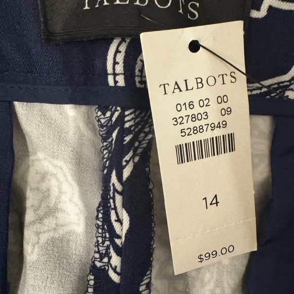 TALBOTS CHATHAM ANKLE PANTS - CURVY FIT - PAISLEY - Picture 2 of 5